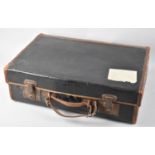 A Vintage Canvas and Leather Suitcase, 51cms Wide