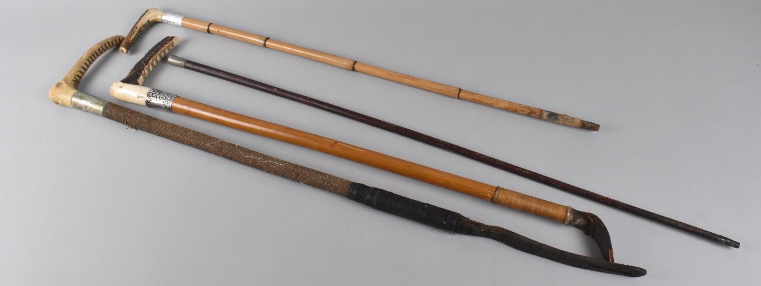 A Collection of Three Riding Crops to include Silver Mounted Malacca Example with Antler Handle by - Image 2 of 2