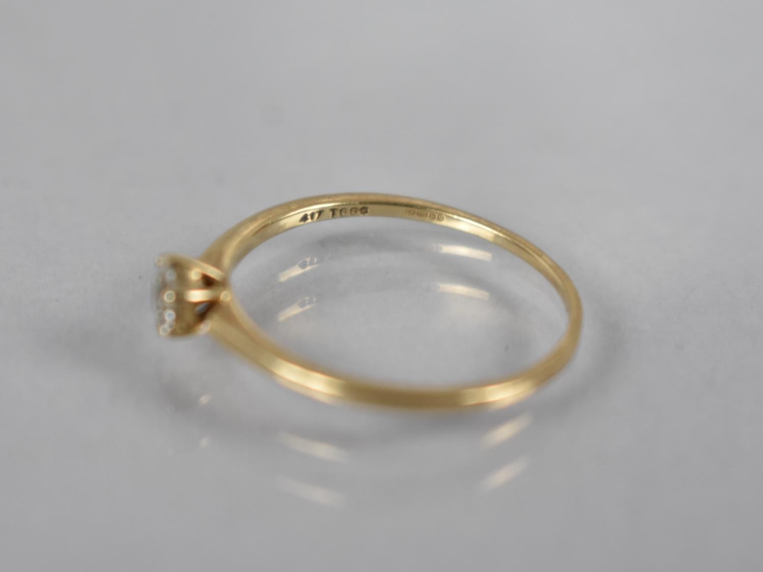 A 9ct Gold Mounted Diamond Ring, Round Cut Stone Measuring 3.7mm in Six Claws to a Delicate 9ct Gold - Image 2 of 2