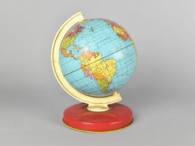 A Vintage Tin Plate Childs Toy Globe, 17cms High