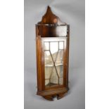 An Edwardian String Inlaid Wall Hanging Astragal Glazed Corner Cabinet with Swan Neck Cornice,