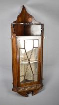 An Edwardian String Inlaid Wall Hanging Astragal Glazed Corner Cabinet with Swan Neck Cornice,