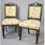 A Pair of Late 19th Century Carved Frame Salon Side Chairs