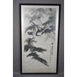 A Large Framed Chinese Painting depicting Eagle Taking Flight, 60x122cms, Signed and with Stamp Mark