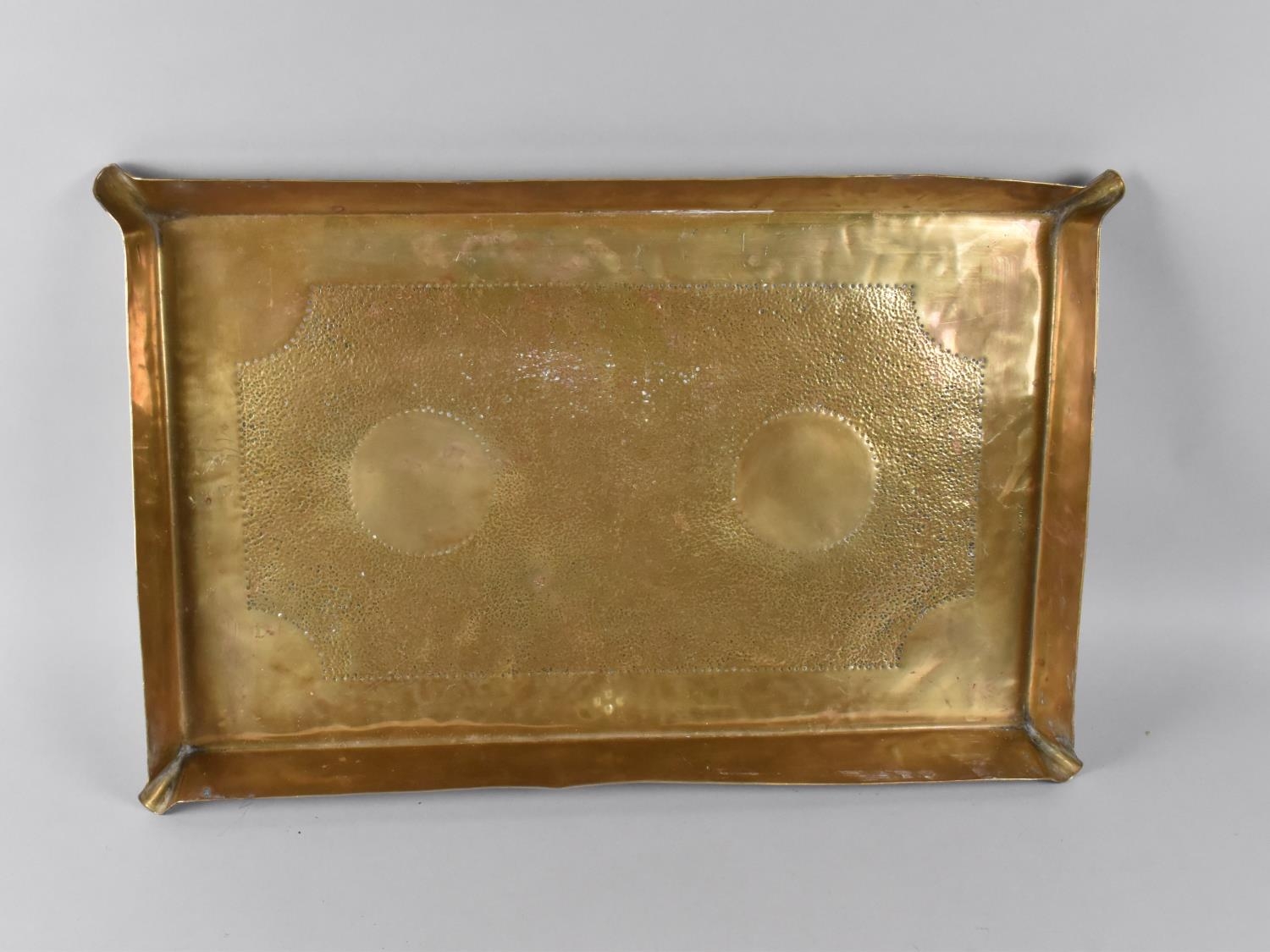 A Vintage Brass Rectangular Corner Pouring Drip Tray, 48x31cms - Image 2 of 4