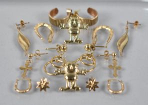 A Collection of 9ct Gold Earrings to include Hoop, Garfield, Star Etc, 5.7gms