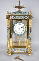 A Large and Impressive Gilt Brass and Cloisonne Reproduction Four Glass Clock in the French Style