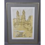 A Large Framed Limited Edition Print, Spanish Steps by Richard Beer, 93/150, 38x58cms