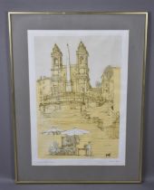 A Large Framed Limited Edition Print, Spanish Steps by Richard Beer, 93/150, 38x58cms