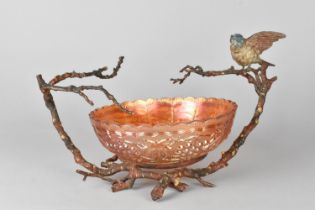 A Late Victorian/Edwardian Cold Painted Bronze Bowl Stand in the Form of Tree Branches with