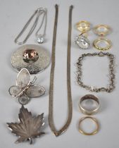 A Collection of Various Costume Jewellery to include Rings, Scottish Brooch, Silver Leaf Brooch