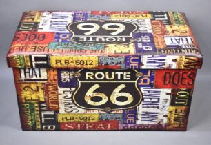A Reproduction American Style Storage Box with Printed Number Plate Decoration, 75cms Wide