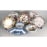 A Collection of Various 19th Century English Imari China to Comprise Plates, Two Examples by