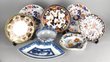 A Collection of Various 19th Century English Imari China to Comprise Plates, Two Examples by