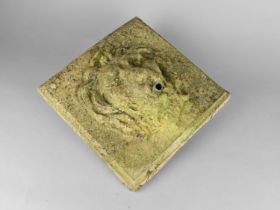 A Reconstituted Stone Lion Fountain Mask, 29cm Square