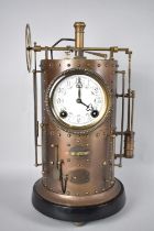 An Impressive Reproduction Industrial Style Clock in the From of a Large Cylindrical Steam Engine,