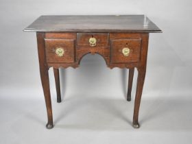 A Georgian Style Oak Lowboy with Three Drawers and Cabriole Supports, 86cms Wide