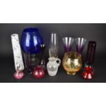 A Collection of Various Coloured Glass to Include Hand Blown Jug Inscribed "A Present From Isle of