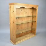 A Modern Pine Open Bookshelf with Striplight Illumination and Three Glass Shelves, 95cms Wide