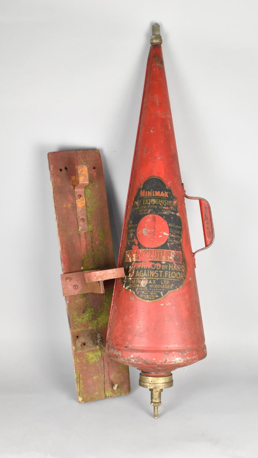A Vintage Minimax Fire Extinguisher with Wall Mount Fitting