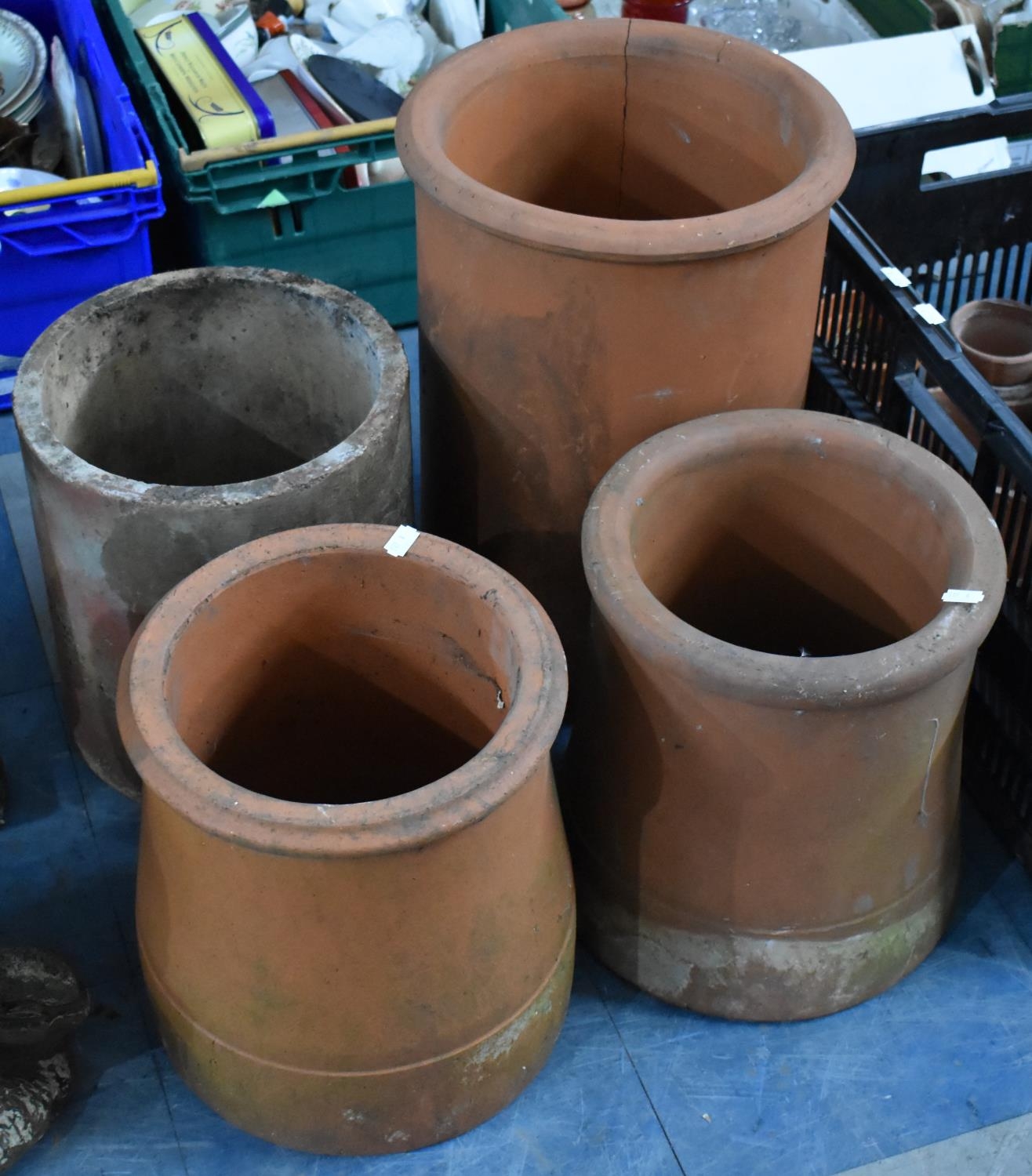 Four Terracotta Chimney Pots, Tallest 44cm high