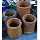 Four Terracotta Chimney Pots, Tallest 44cm high