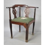 A 19th Century Mahogany Corner Armchair with Tapestry Seat