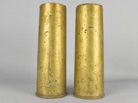 Two Vintage Brass shell Case Bases Dated 1944 and 1945, 29cms High