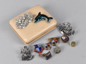 A Collection of Various Brooches, Enamelled Cufflinks etc