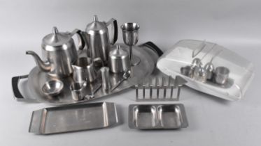A Collection of Various Stainless Steel Teawares, Tray to Include Examples by Oneida etc