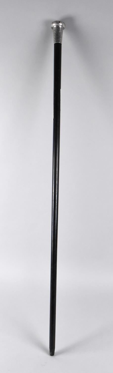 An Edwardian Silver Topped Ebony Walking Cane by Johnathan Howell, Hallmarked Birmingham 1921, 90cms - Image 2 of 2