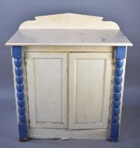 A Late 19th Century Painted Cabinet with Bobbin Pilasters and Panelled Doors, 94cms Wide
