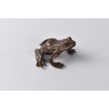 A Small Patinated Bronze Study of a Frog, 5cms Long