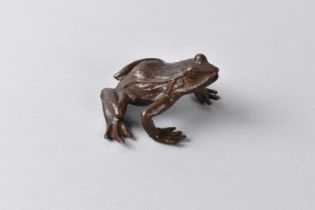 A Small Patinated Bronze Study of a Frog, 5cms Long