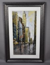 A Large Framed American Print 'Rainy Day, Manhattan' 43x86cms