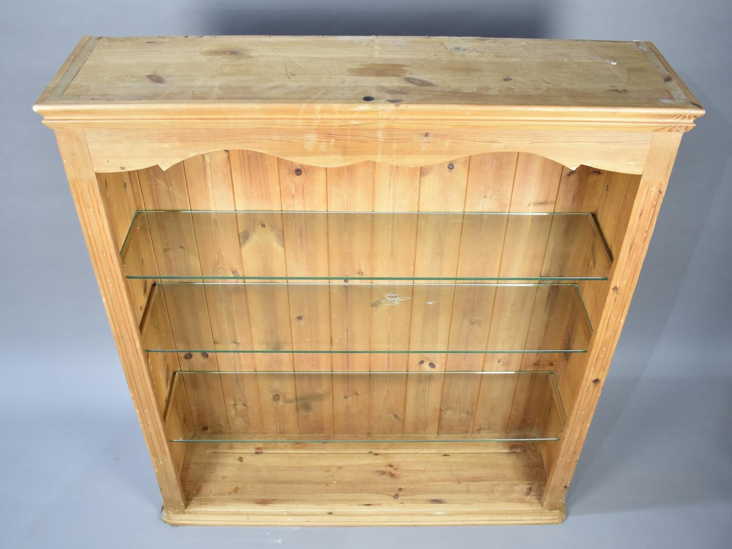 A Modern Pine Open Bookshelf with Striplight Illumination and Three Glass Shelves, 95cms Wide - Image 2 of 2