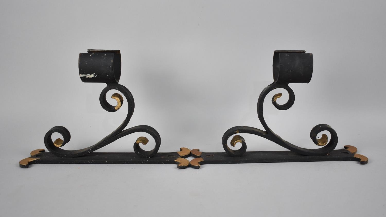 Two Repainted Wrought Iron Fire Extinguisher Brackets 27cms High - Image 2 of 2
