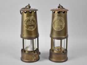 A Pair of Brass Miners Safety Lamps by The Protector Lamp and Lighting Company Type VI