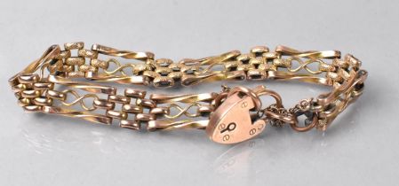 A Gold Metal Gate Link Bracelet, Padlock Clasp Stamped for 9ct, Solder Repairs, 11.0gms
