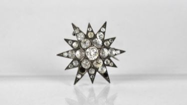 A Georgian Celestial Brooch, Cushion Cut Past Stones in White Metal, Testing as Silver in Tiered