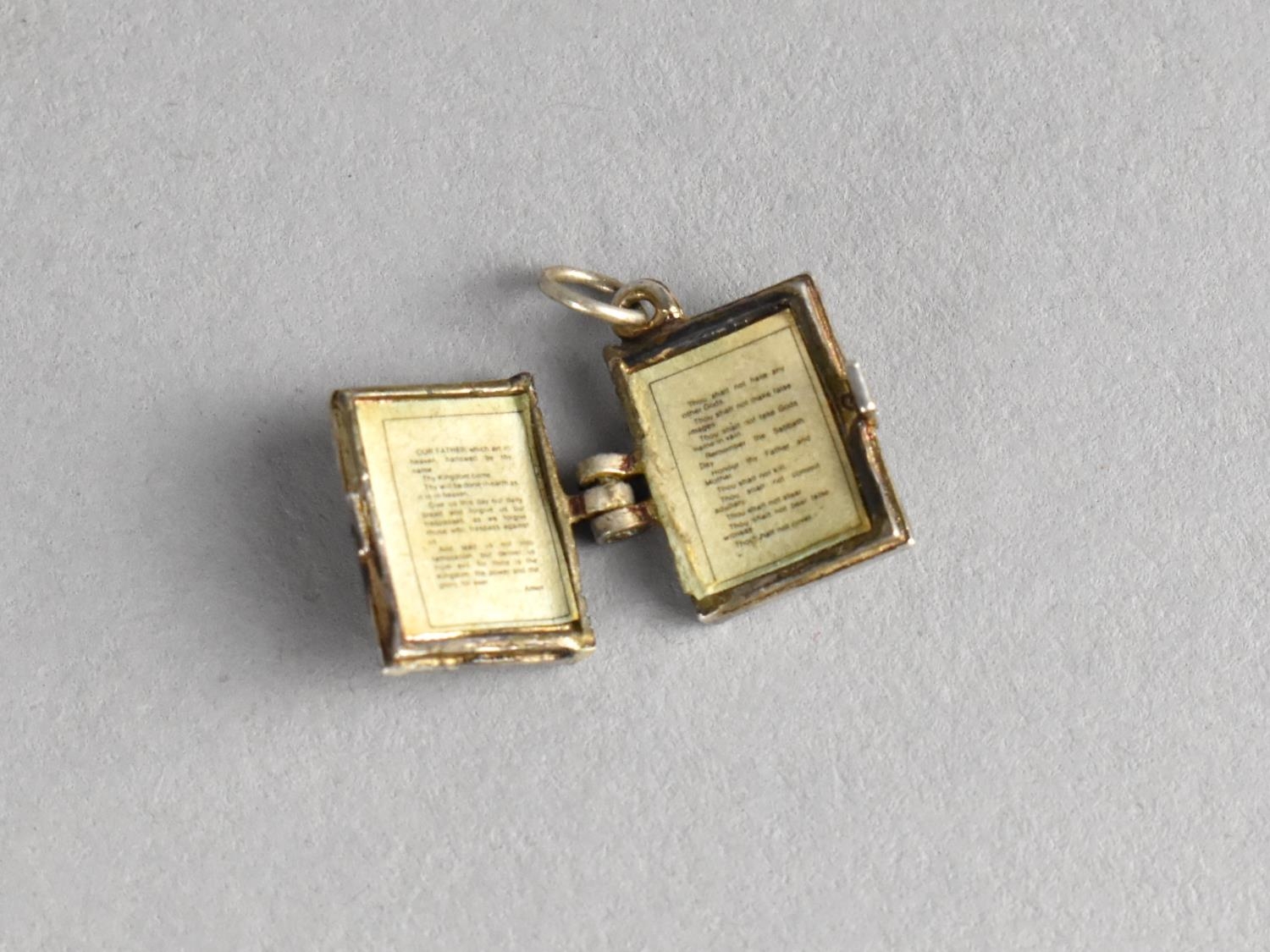 Two Silver Brooches and a Silver Bible Charm Inside Written Lords Prayer and the Ten Comandments, - Image 2 of 2
