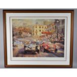 A Large Framed Limited Edition Print Alfredo De La Maria Print, "Monaco Grand Prix 1952", no.134/850