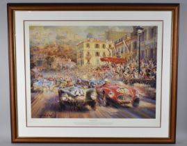 A Large Framed Limited Edition Print Alfredo De La Maria Print, "Monaco Grand Prix 1952", no.134/850