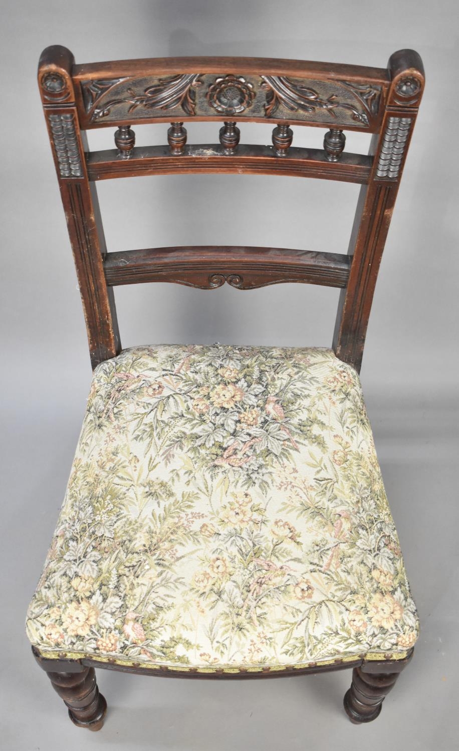 An Edwardian Ladder Back Side Chair with Carved Top Rail - Image 2 of 2