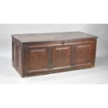 A 19th Century Oak Three Panel Coffer Chest with Hinged Lid, Centre Panel Monogrammed MH, 104cms