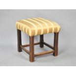 An Edwardian Oak Framed Upholstered Stool, 34cms Square