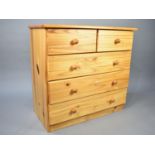 A Modern Pine Bedroom Chest of Two Short and Three Long Drawers, 79cms Wide