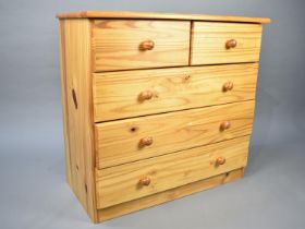 A Modern Pine Bedroom Chest of Two Short and Three Long Drawers, 79cms Wide