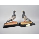 A Pair of Cast Resin Racing Pigeon Trophies with Plaque Dated 2006, 25cms Wide