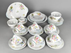 A Collection of Various Shelley Wild Flowers China to Comprise Six Cups, Eight Saucers, Side Plates,